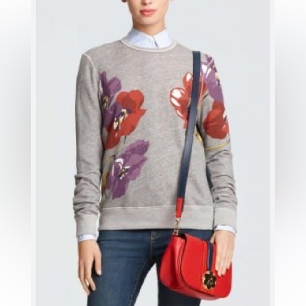 Draper James sweatshirt Floral poppies poppy Flower  Sz XS